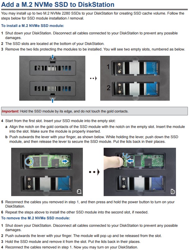 Synology DS918+ Add M.2 NVMe SSD modules