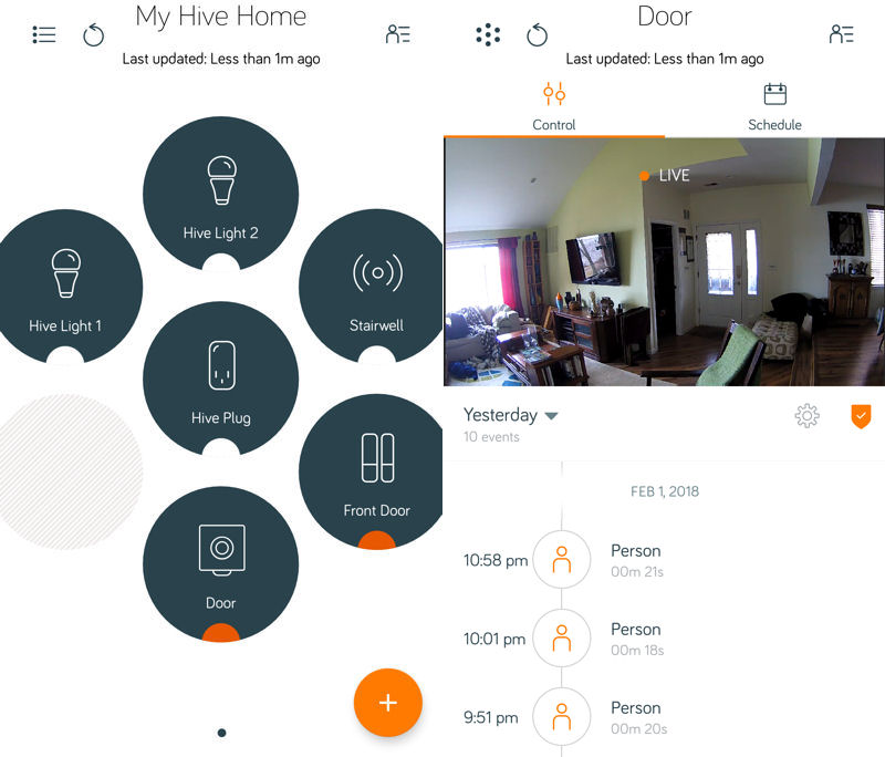 Hive View in My Hive Home (l) and Hive View Control