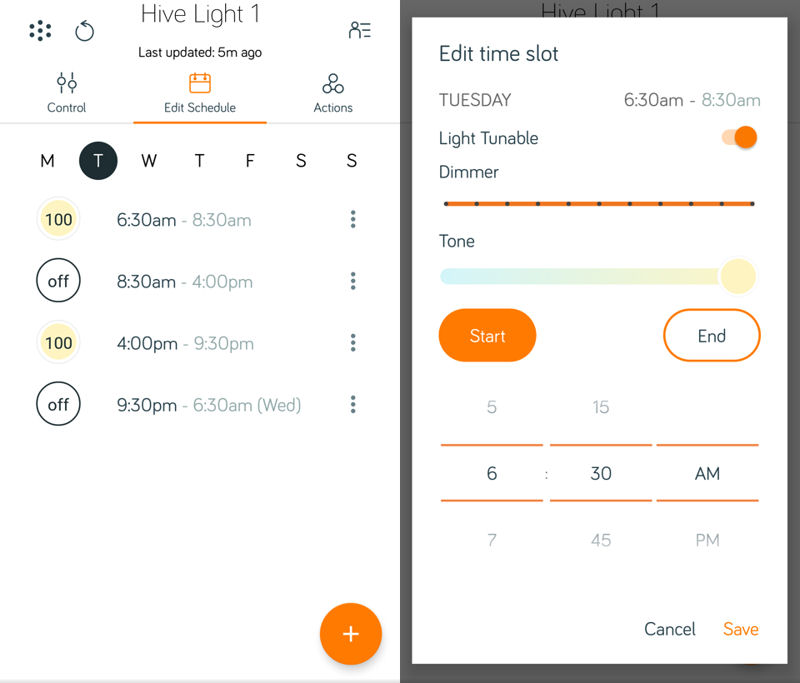 Hive Welcome Home Pack LED Light schedule