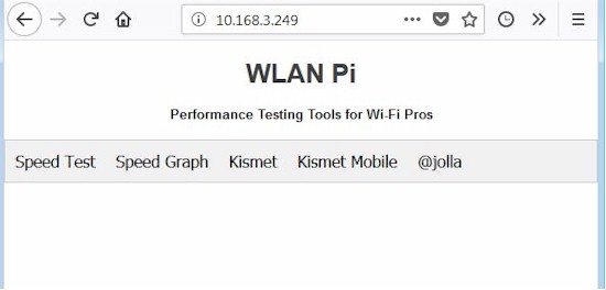 WLAN Pi Home screen