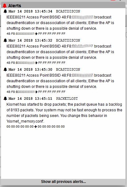 Kismet alerts