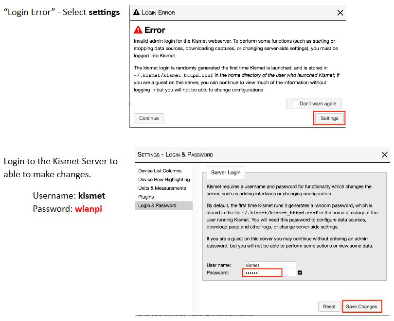 Fixing Kismet login