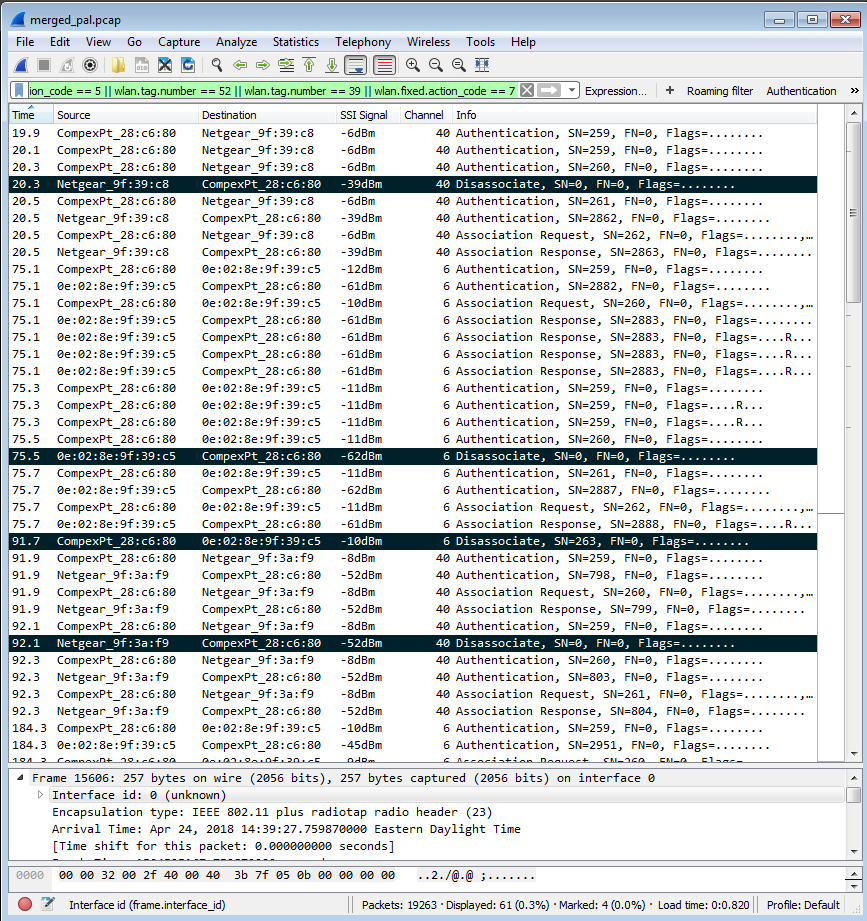 Packet capture - Pal 5 GHz band preference