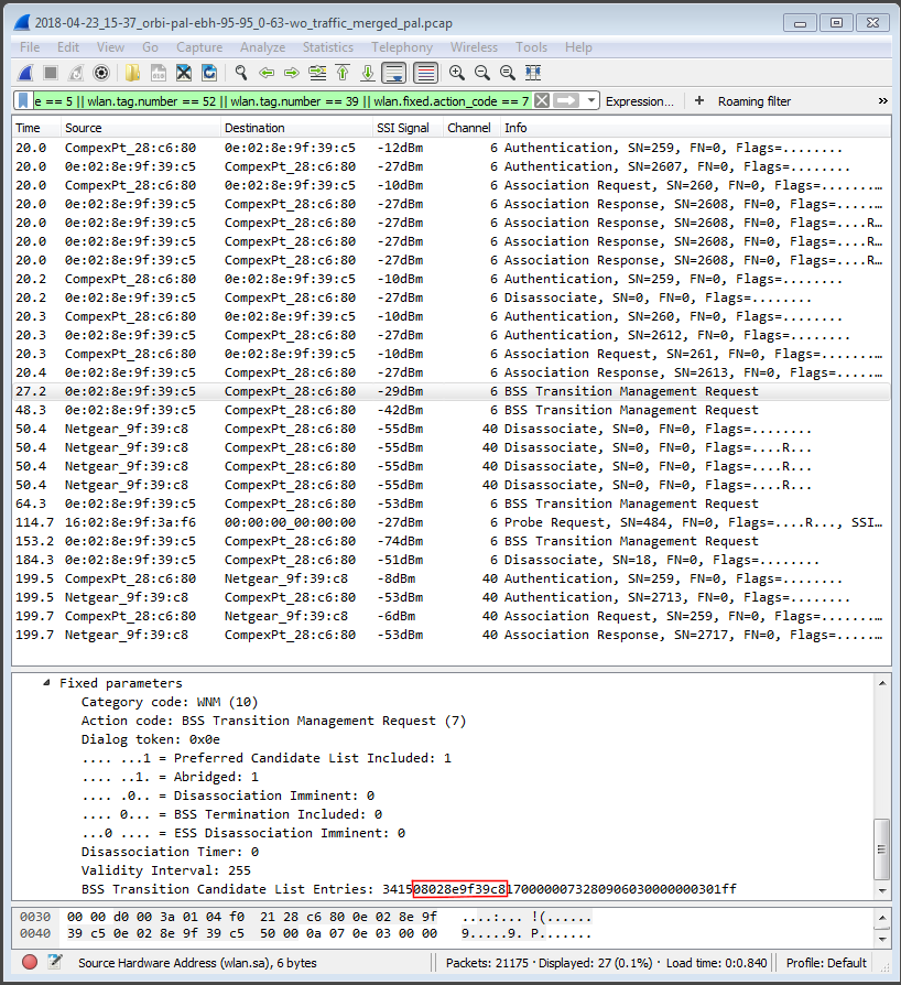 Packet capture - sticky STA