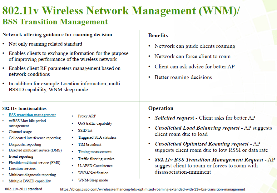 802.11v BSS Transition Management