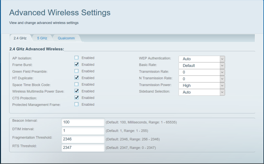 Linksys Velop hidden Advanced wireless settings