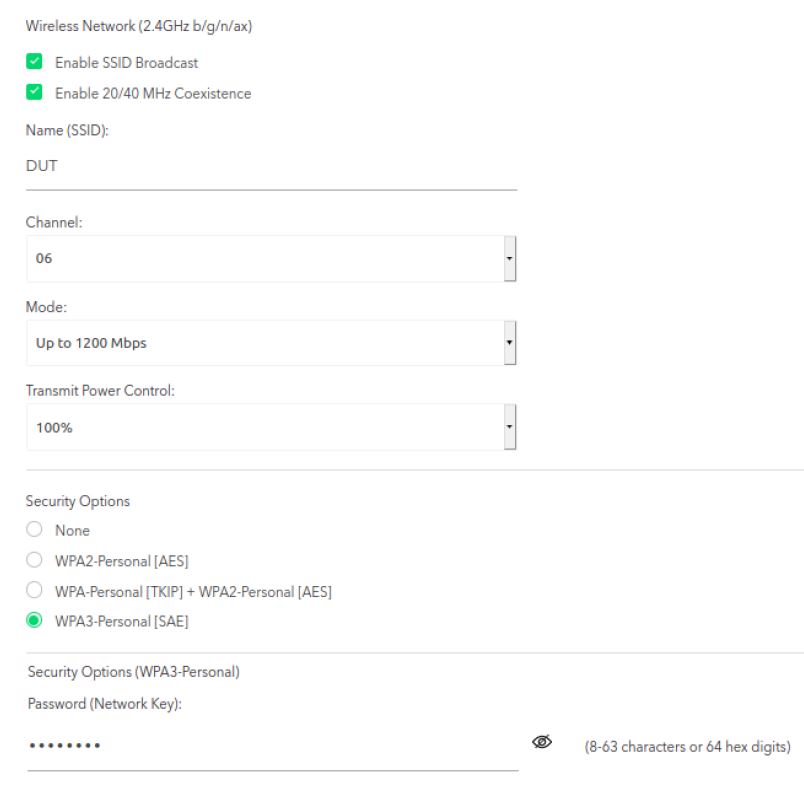 NETGEAR RAXE500 2.4 GHz settings