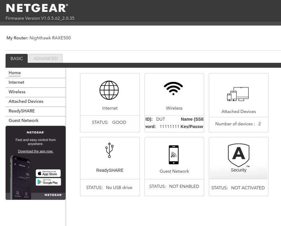 LNETGEAR RAXE500 Basic Home