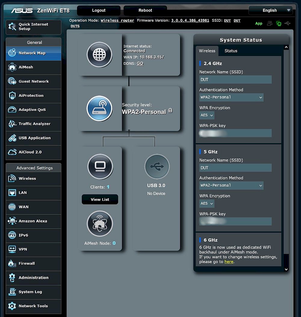 ASUS ZenWiFi ET8 Network Map