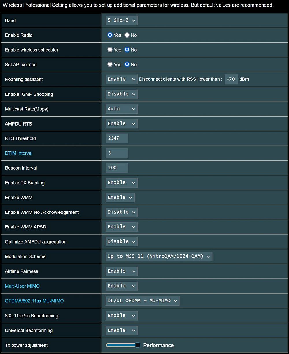 ASUS ZenWiFi ET8 Wireless General Settings